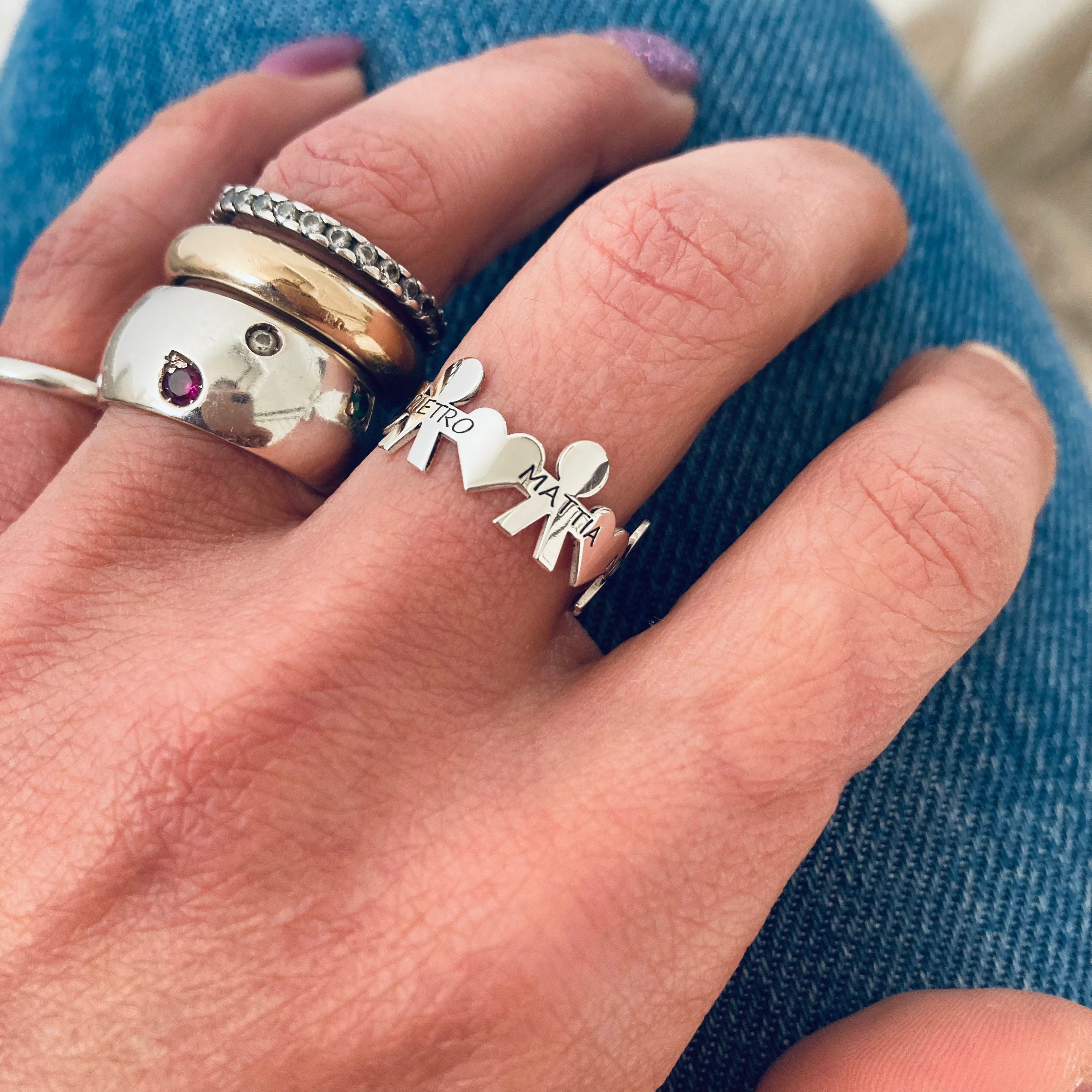 anello sagomato bambini in argento 925. RabiosaJewels. Anello sagome bambini personalizzato
