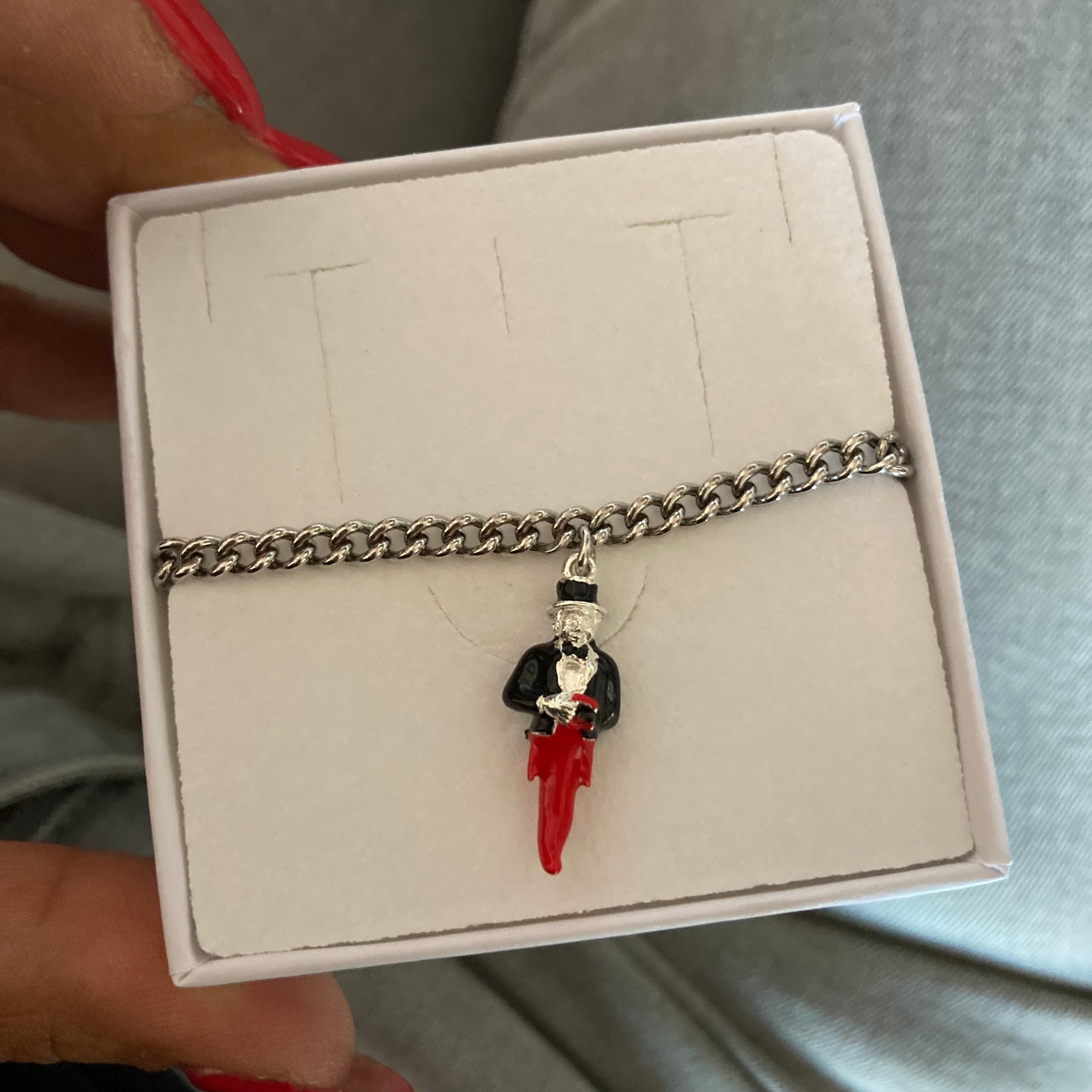 bracciale con ciondolo scaramantico cornetto scartellato in argento925 di RabiosaJewels