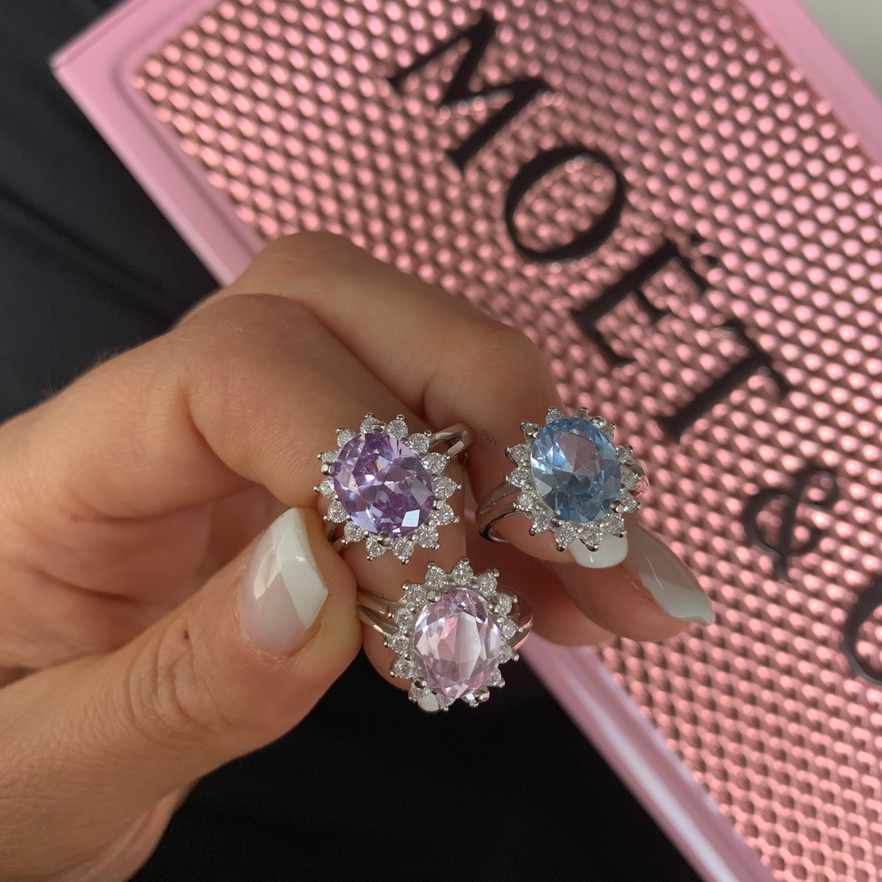 Rabiosajewels-anello Kate con zirconi colori pastello.argento 925.rings