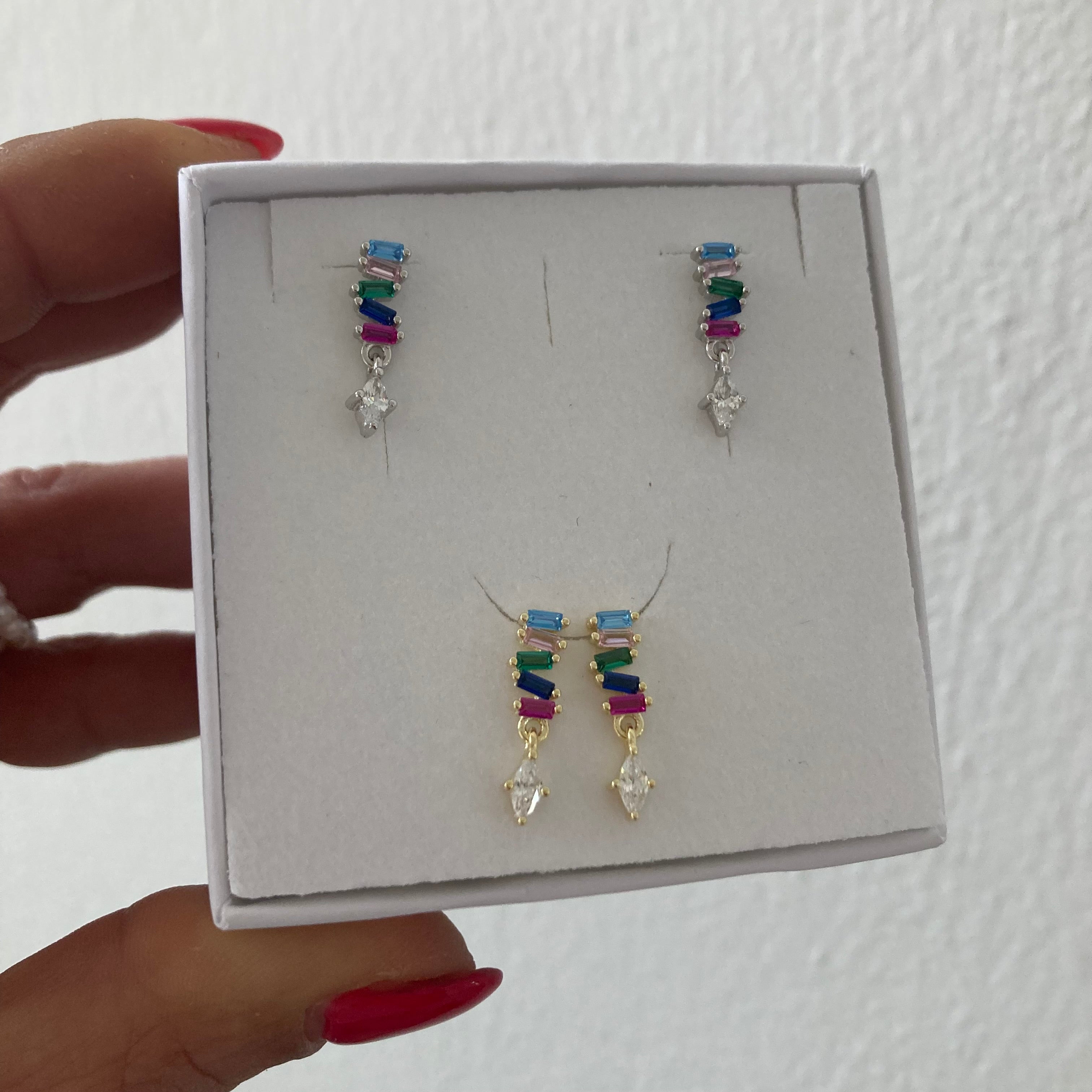orecchini baguette Rainbow_rabiosaJewels_argento925_colorati e luminosi