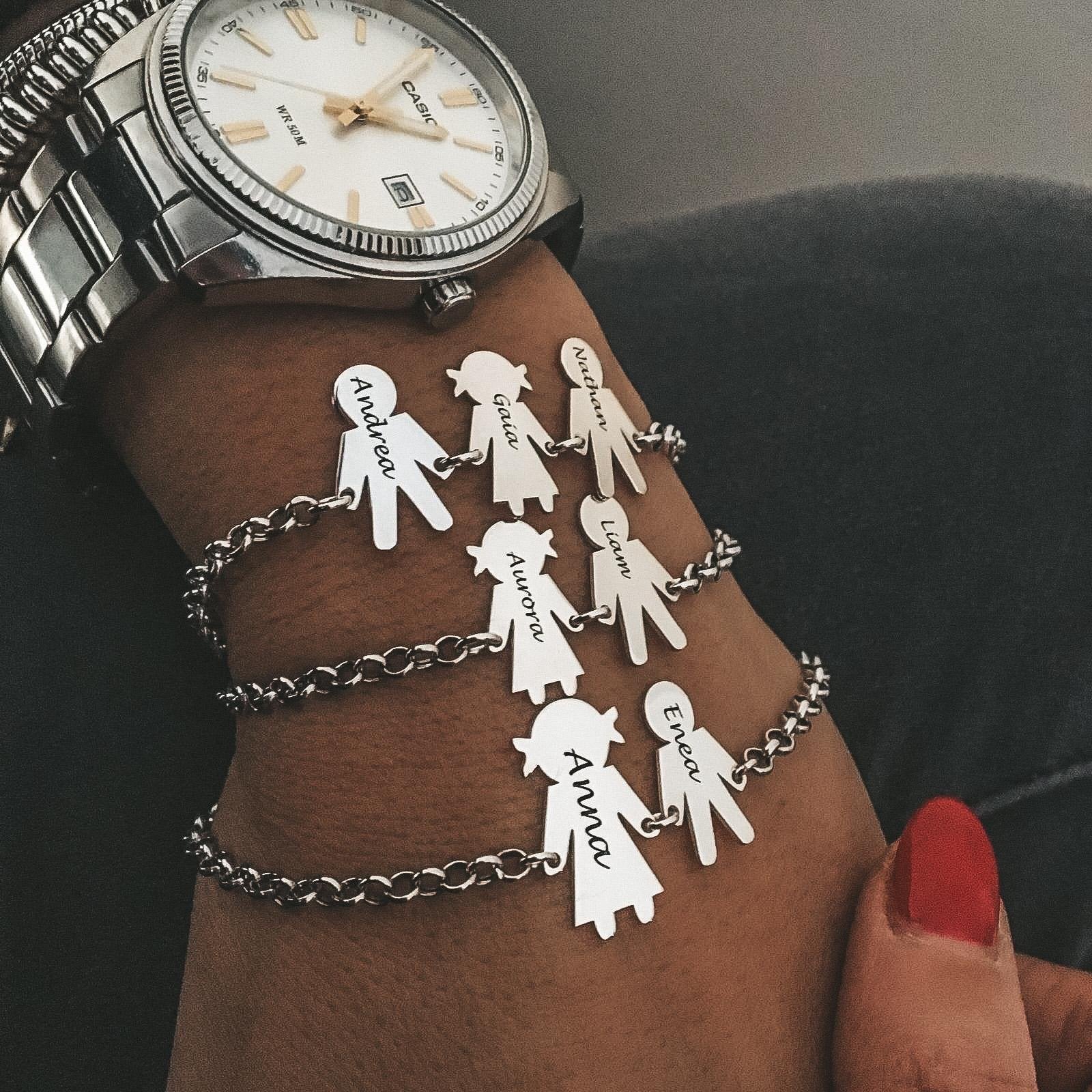 RabiosaJewels. bracciale famiglia_componibile_sagome_argento925_silver. Bimbo. Bimba. Mamma. Papà. (4466038210623)